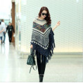 2018 Women′s Knitted Tassels Poncho Pullover Fashion American Style